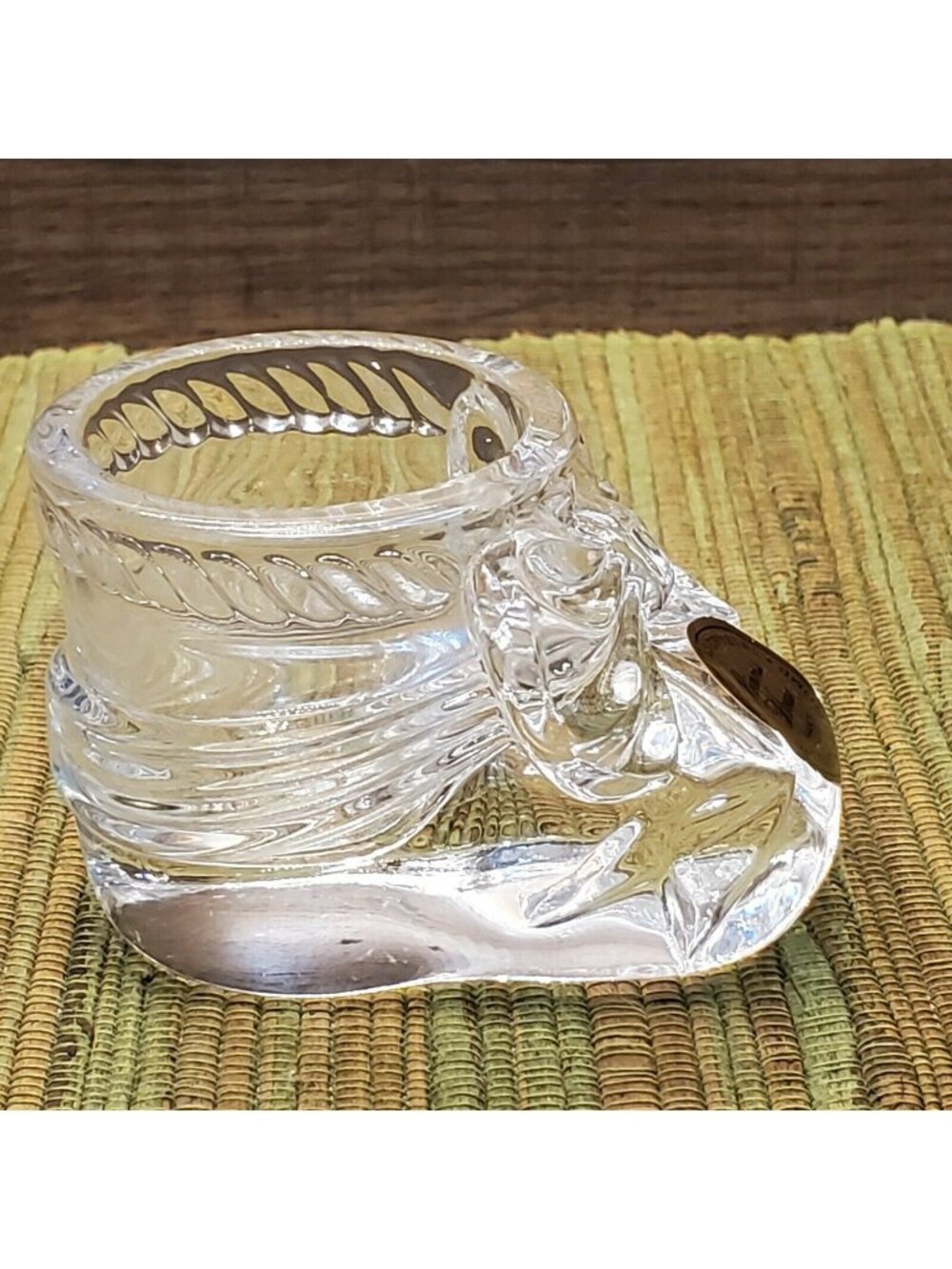Princess House Glass Shoe paperweight Baby Bootie mini figurine crystal vtg